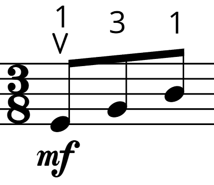 3/8 Time Signature Example in Music Notation Musical notation showing a 3/8 time signature with three eighth notes grouped in one measure.