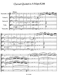 4th position violin - Mozart - Clarinet Quintet in A major, K.581 - sheet music