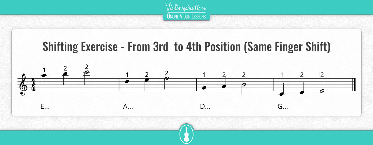4th position violin - Shifting Exercise - From 3rd to 4th Position (Same Finger Shift)
