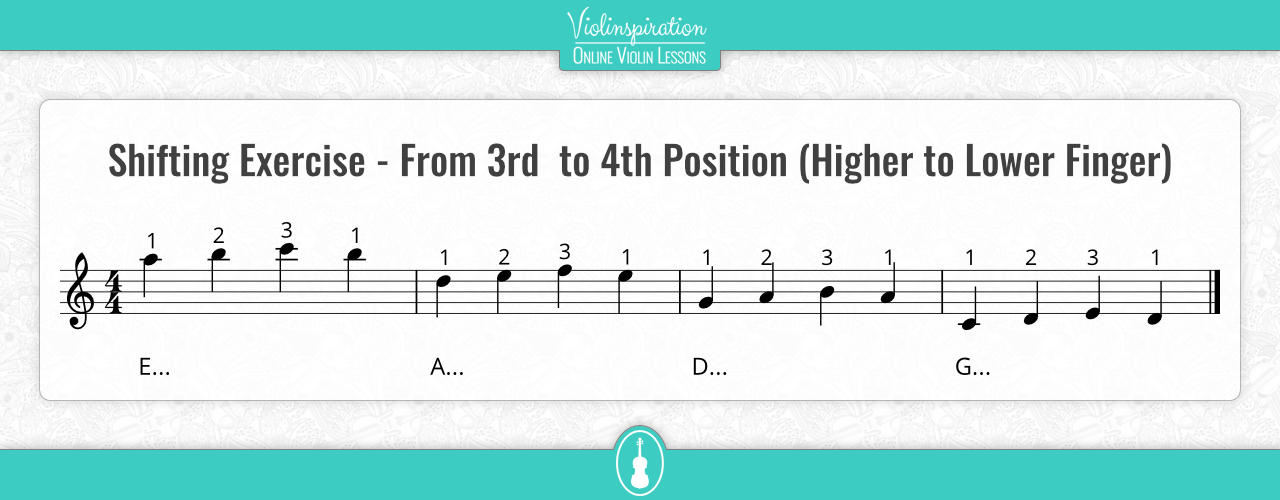 4th position violin - Shifting Exercise - From Third to Fourth Position (Higher to Lower Finger)