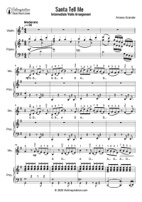Ariana Grande - Santa Tell Me - beginner violin solo + accompaniment - violin sheet music tutorial