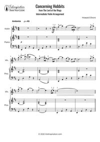 Concerning Hobbits from LOTR - intermediate - violin sheet music solo + accompaniment - thumbnail