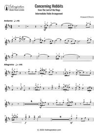 Concerning Hobbits from LOTR - intermediate - violin sheet music solo - thumbnail