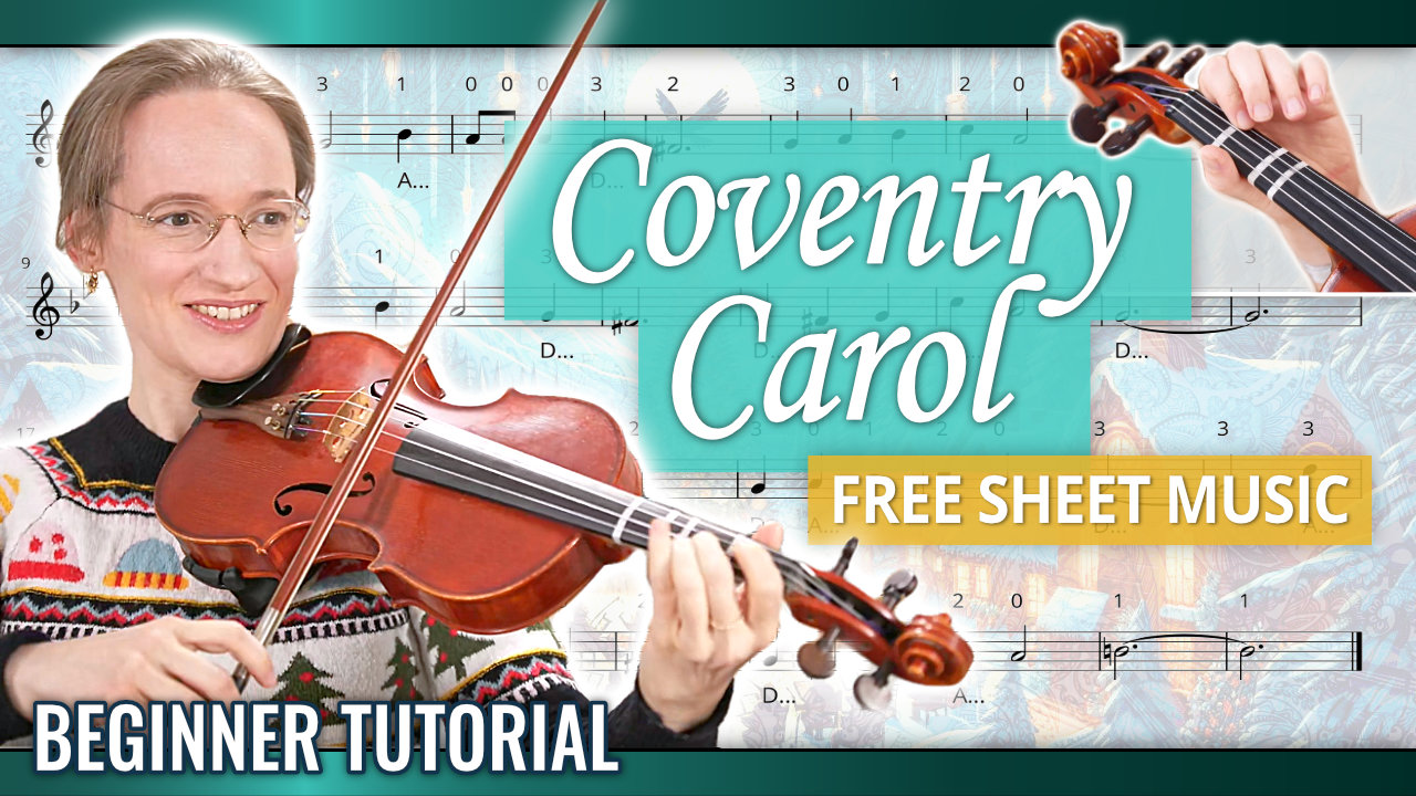 Coventry Carol Beginner Violin Tutorial Free Violin Sheet Music + Piano Accompaniment