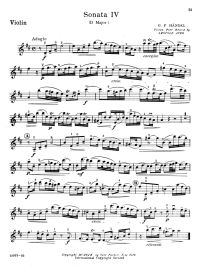 Free Violin Sheet Music - G. F. Händel – Violin Sonata No. 4 in D Major 1st and 2nd mvmt
