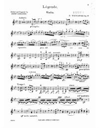 Free Violin Sheet Music - H. Wieniawski – Legende Op. 17