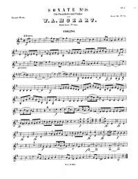 Free Violin Sheet Music - Mozart – Sonata No. 21 in E minor, K. 304 Allegro