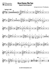 George Harrison - The Beatles - Here Comes The Sun - beginner violin sheet music tutorial