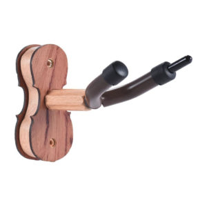 Hardwood Violin Hanger : Hook with Bow Holder for Home & Studio – Wall Mount Use – Rosewood Color