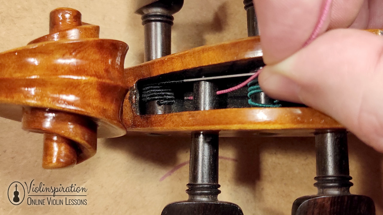 How to Change Violin Strings - Thread String Through the Peg