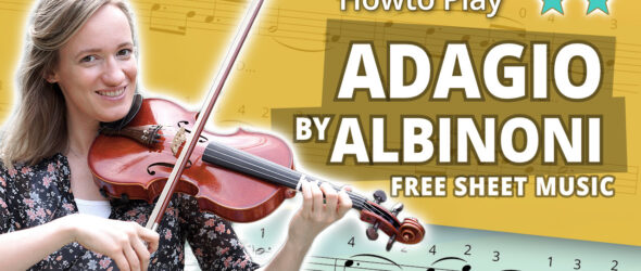 How to Play Adagio in G minor by Albinoni - Play-Along Intermediate Tutorial - Violin Sheet Music + Piano Accompaniment