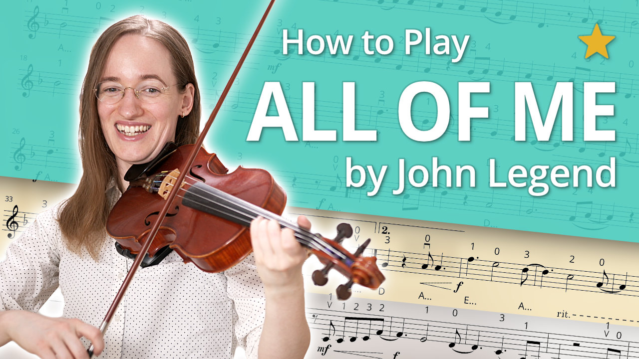 How to Play All of Me - John Legend - Beginner Tutorial - Violin Sheet Music + Piano Accompaniment