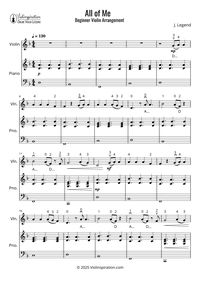 How to Play All of Me - John Legend - Beginner Tutorial - Violin Sheet Music + Piano Accompaniment