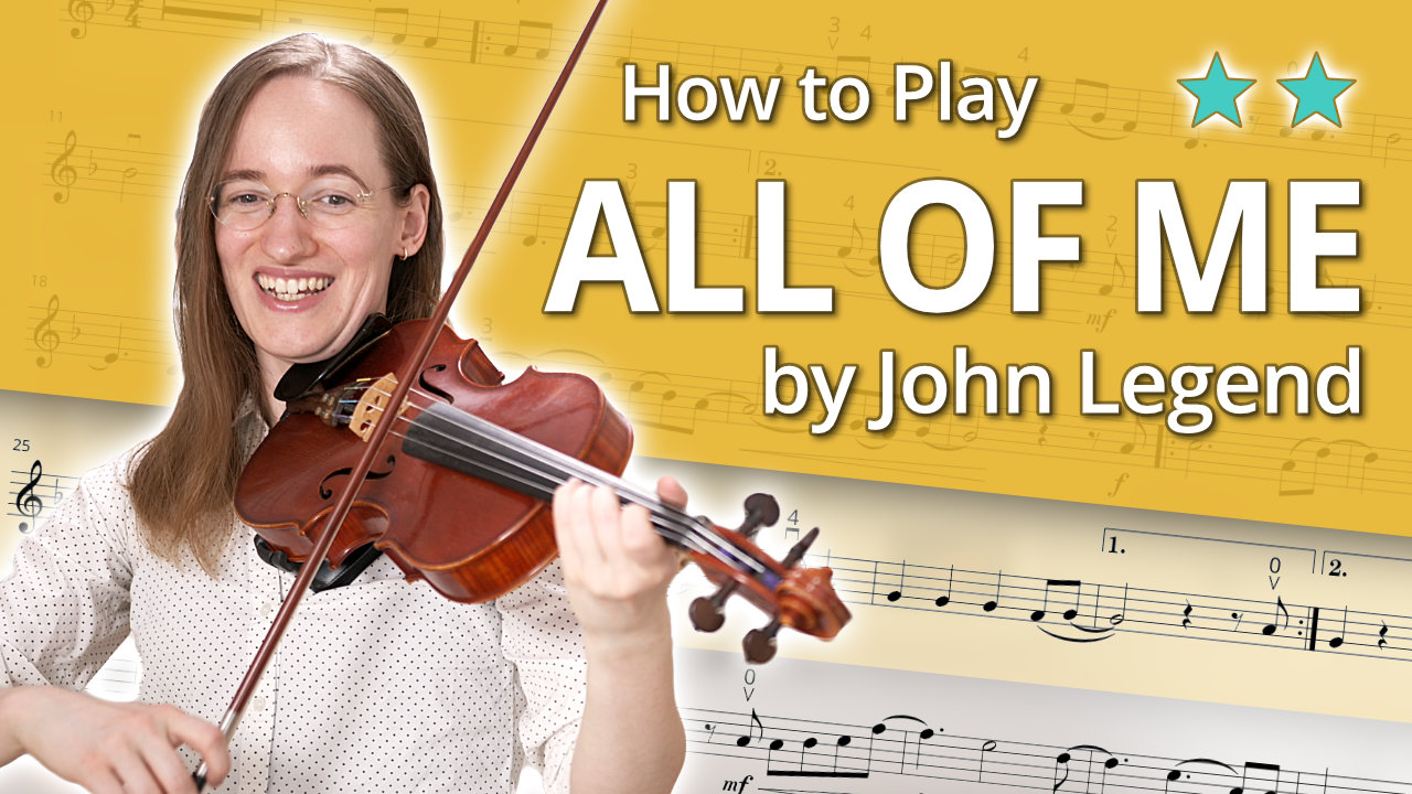 How to Play All of Me - John Legend - Intermediate Tutorial - Violin Sheet Music + Piano Accompaniment