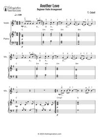 How to Play Another Love by Tom Odell - Beginner Tutorial - Violin Sheet Music + Accompaniment