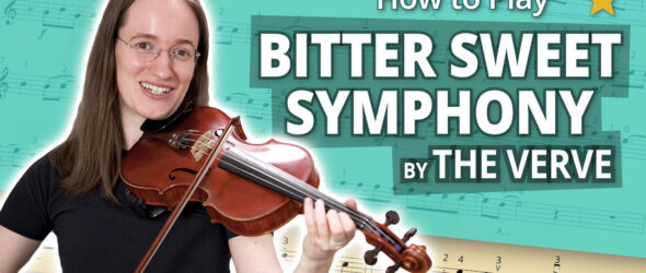 How to Play Bitter Sweet Symphony by The Verve - Beginner Play-Along Tutorial - Violin Sheet Music + Piano Accompaniment