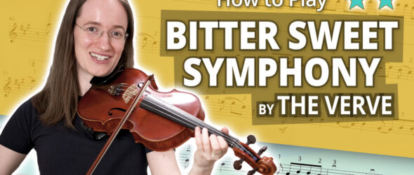 How to Play Bitter Sweet Symphony by The Verve - Intermediate Play-Along Tutorial - Violin Sheet Music + Piano Accompaniment
