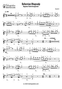 How to Play Bohemian Rhapsody by Queen - Beginner Tutorial - Violin Sheet Music