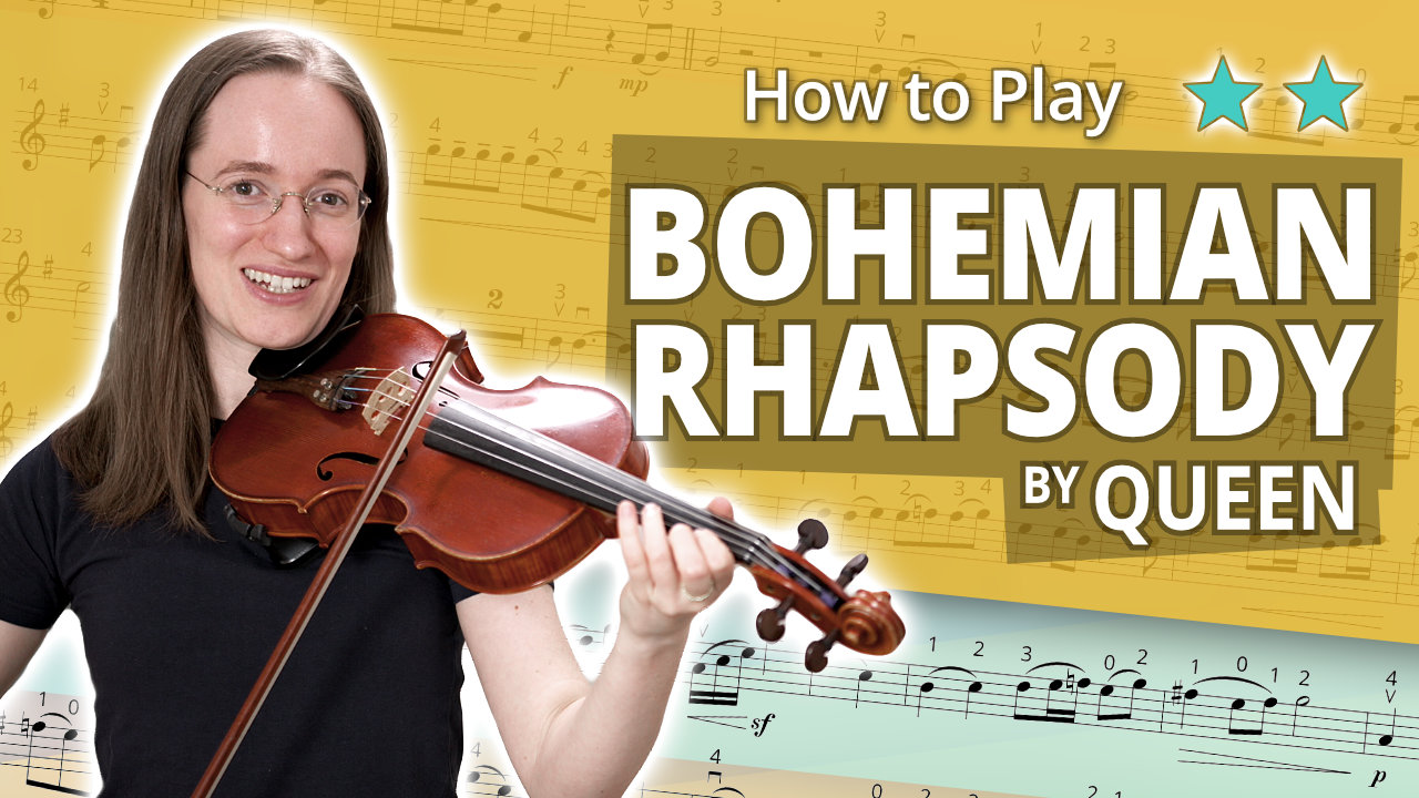 How to Play Bohemian Rhapsody by Queen - Intermediate Play-Along Tutorial - Violin Sheet Music + Piano Accompaniment