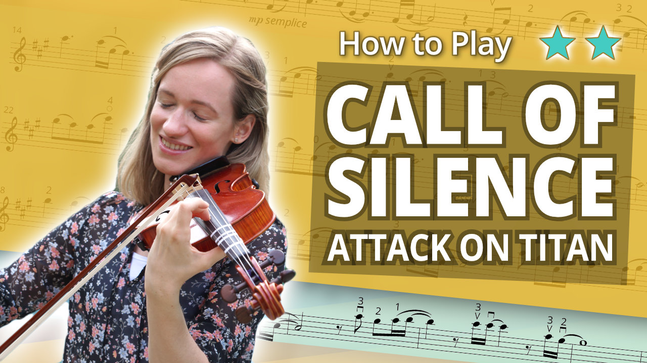 How to Play Call of Silence from Attack On Titan - Play-Along Intermediate Tutorial - Violin Sheet Music + Piano Accompaniment