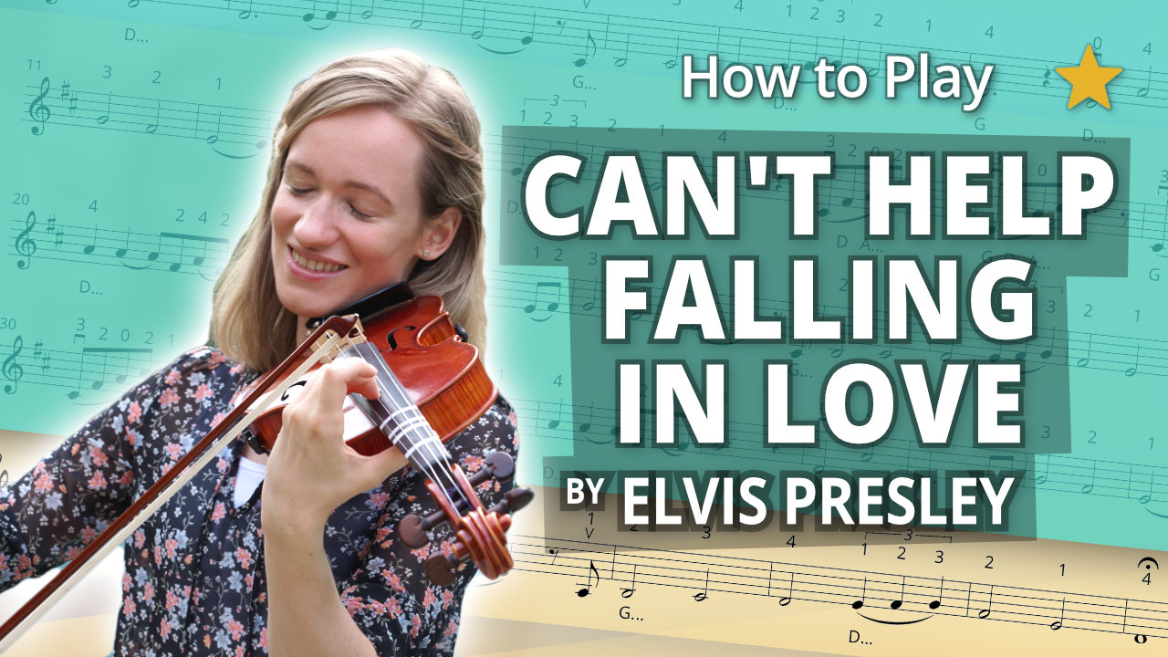 How to Play Can't Help Falling in Love by Elvis Presley - Beginner Play-Along Tutorial - Violin Sheet Music + Piano Accompaniment