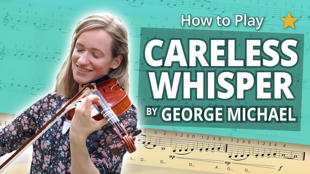 How to Play Careless Whisper by George Michael - Play-Along Beginner Tutorial - Violin Sheet Music + Piano Accompaniment