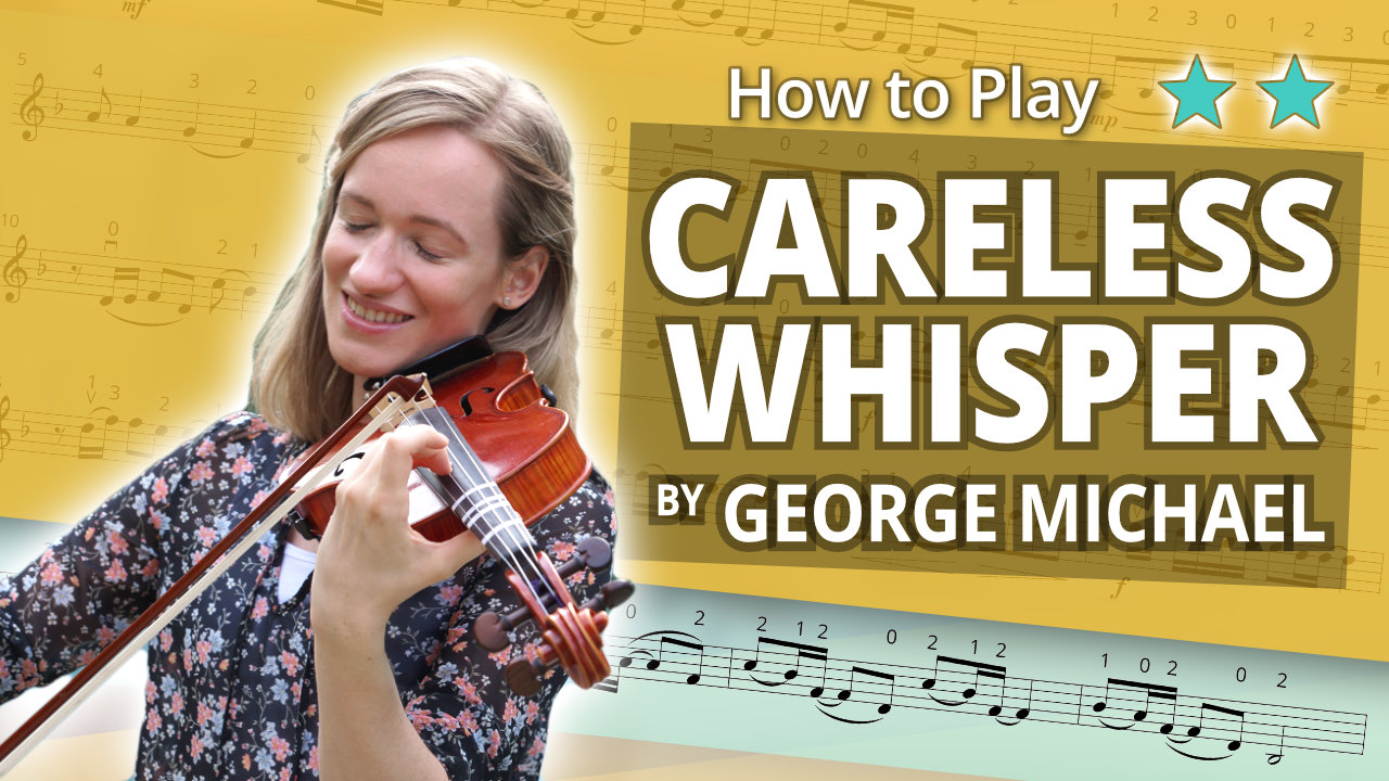 How to Play Careless Whisper by George Michael - Play-Along Intermediate Tutorial - Violin Sheet Music + Piano Accompaniment
