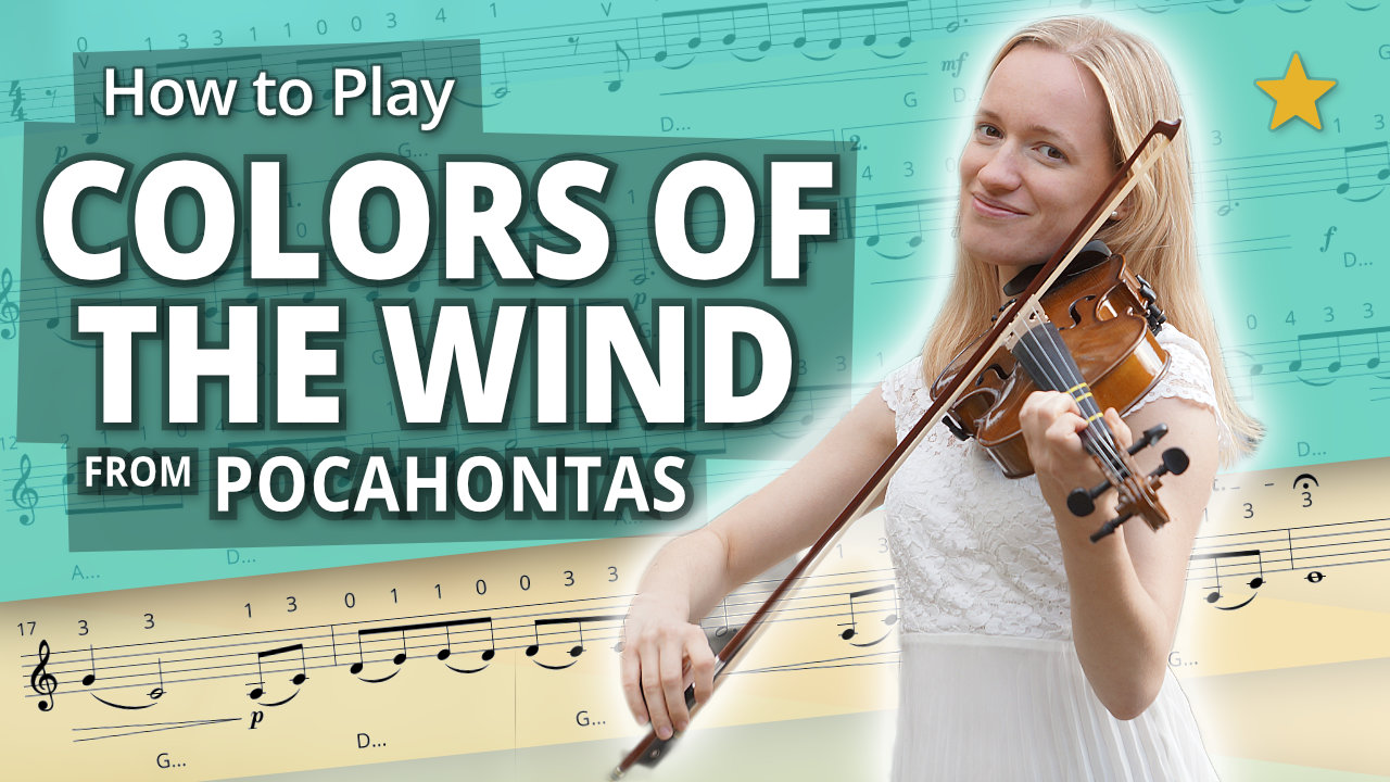 How to Play Colors of the Wind from Pocahontas - Beginner Play-Along Tutorial - Violin Sheet Music + Piano Accompaniment