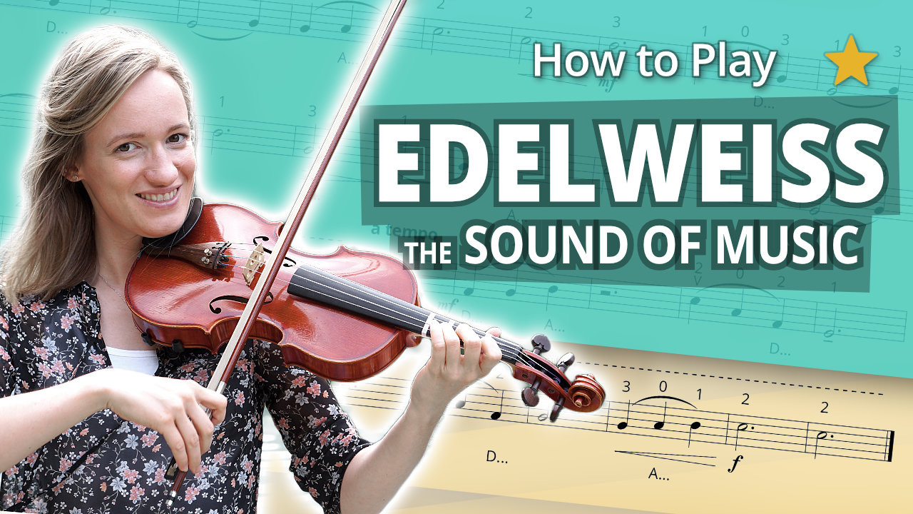 How to Play Edelweiss from The Sound of Music - Play-Along Beginner Tutorial - Violin Sheet Music + Piano Accompaniment