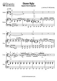 How to Play Eleanor Rigby by The Beatles - Beginner Tutorial - Violin Sheet Music + Accompaniment