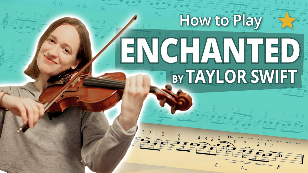 How to Play Enchanted by Taylor Swift - Beginner Play-Along Tutorial - Violin Sheet Music + Piano Accompaniment