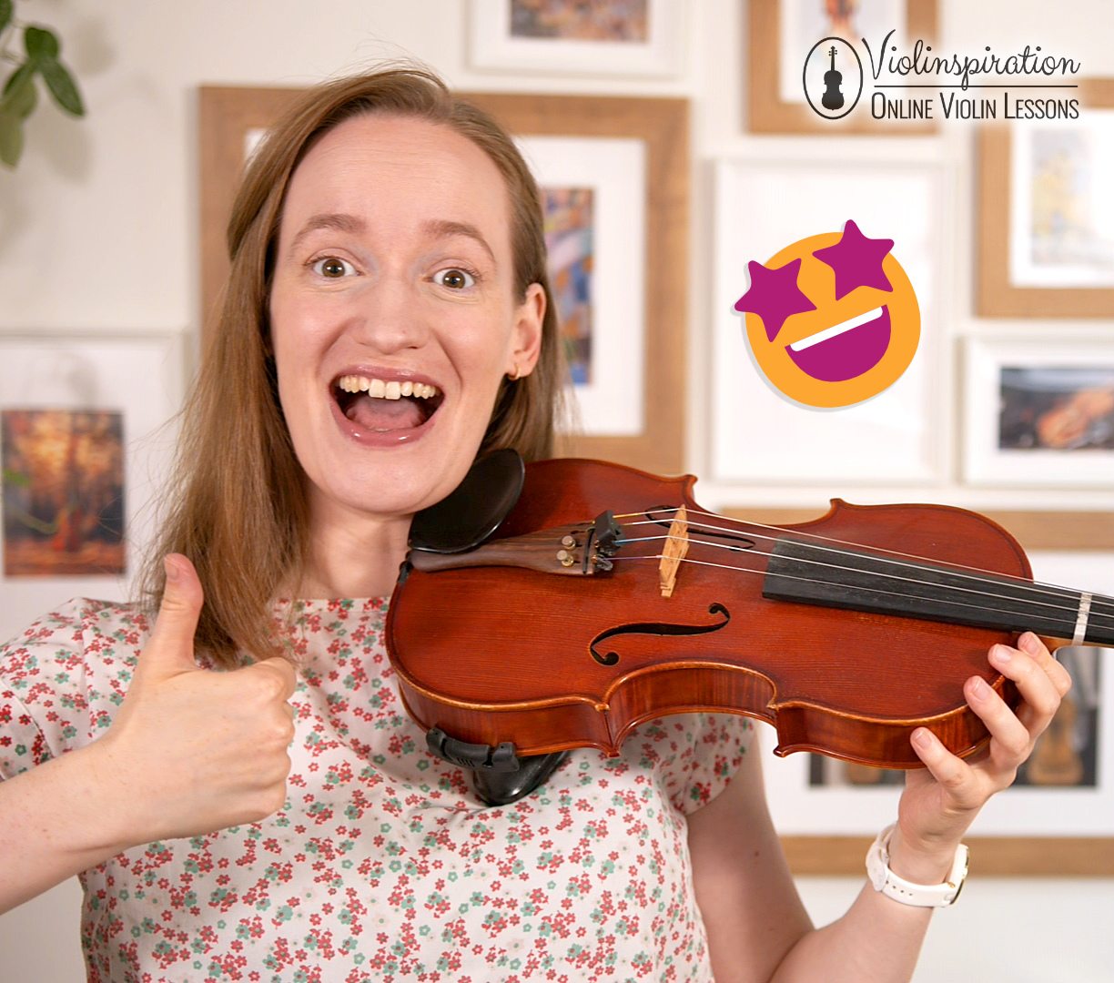 How to Play Fast on the Violin - Julia big smile with thumb ups