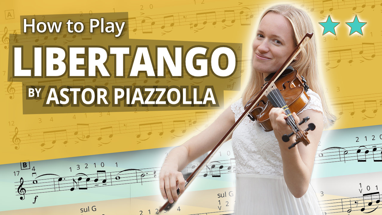 How to Play Libertango by Astor Piazzolla - Play-Along Intermediate Tutorial - Violin Sheet Music + Piano Accompaniment