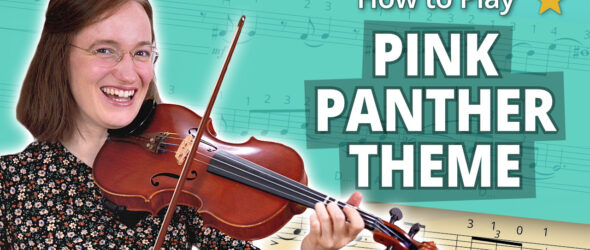 How to Play Pink Panther Theme - Beginner Play-Along Tutorial - Violin Sheet Music + Piano Accompaniment