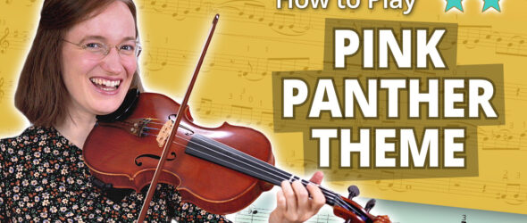 How to Play Pink Panther Theme - Intermediate Play-Along Tutorial - Violin Sheet Music + Piano Accompaniment