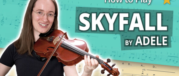 How to Play Skyfall by Adele - Beginner Play-Along Tutorial - Violin Sheet Music + Piano Accompaniment