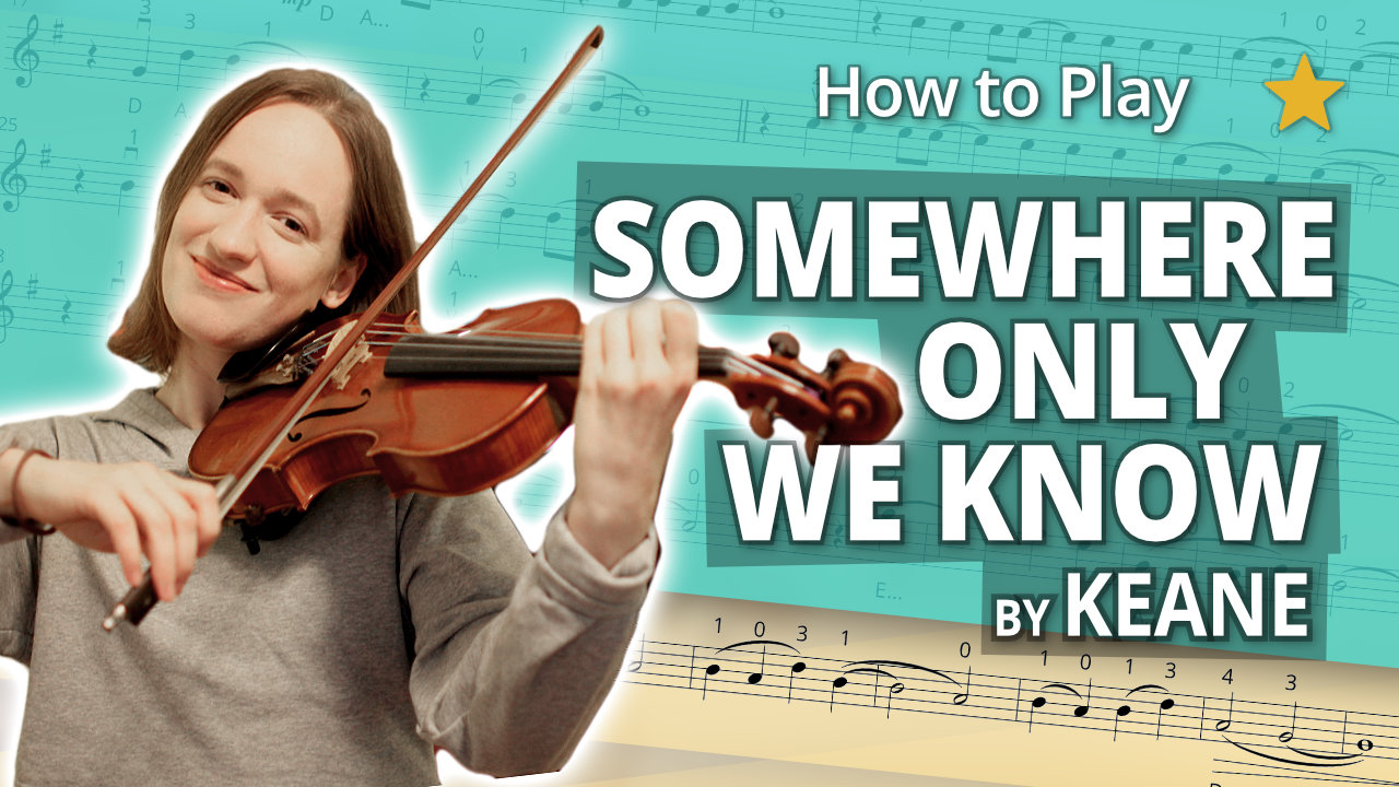 How to Play Somewhere Only We Know by Keane - Beginner Play-Along Tutorial - Violin Sheet Music + Piano Accompaniment