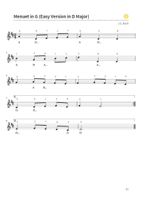 Minuet in G (Easy Version in D Major) - violin sheet music tutorial