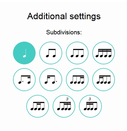 Online metronome - Additional Settings - Subdivisions