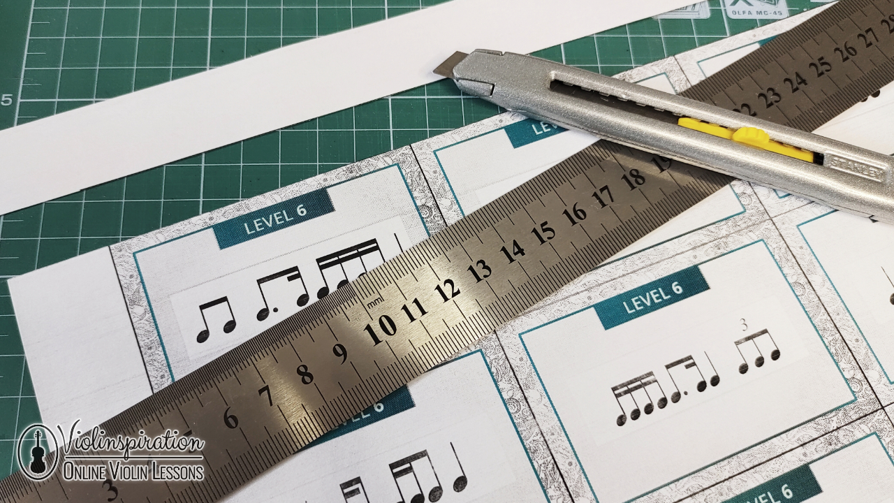 Rhythm Cards - cut the printed cards out by using a matt, knife and a ruler