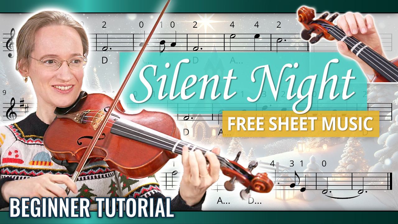 Silent Night Beginner Violin Tutorial Free Violin Sheet Music + Piano Accompaniment