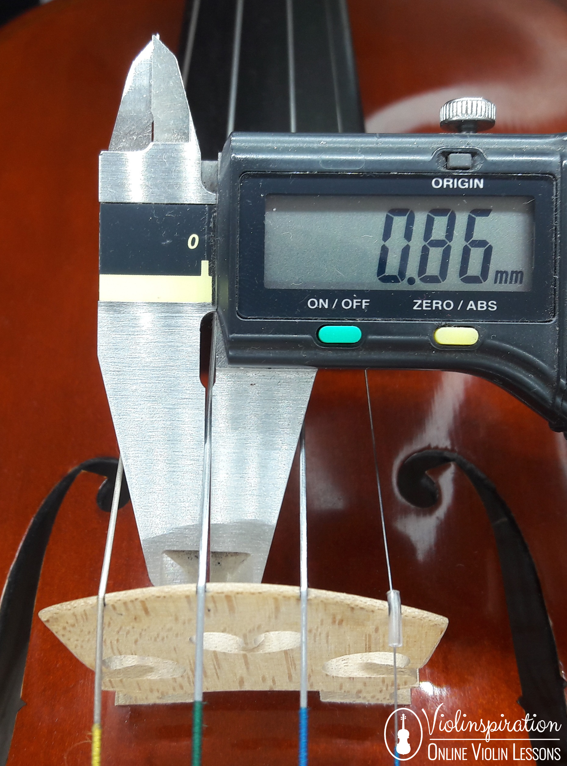 String gauge measured with a calliper