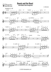 Tale as Old as Time - Beauty and the Beast - Intermediate Violin Sheet Music Tale as Old as Time - Beauty and the Beast - Intermediate Violin Sheet Music