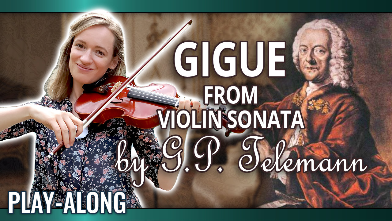 Telemann – Gigue from Violin Sonata in D Major – Violin Play-Along Tutorial