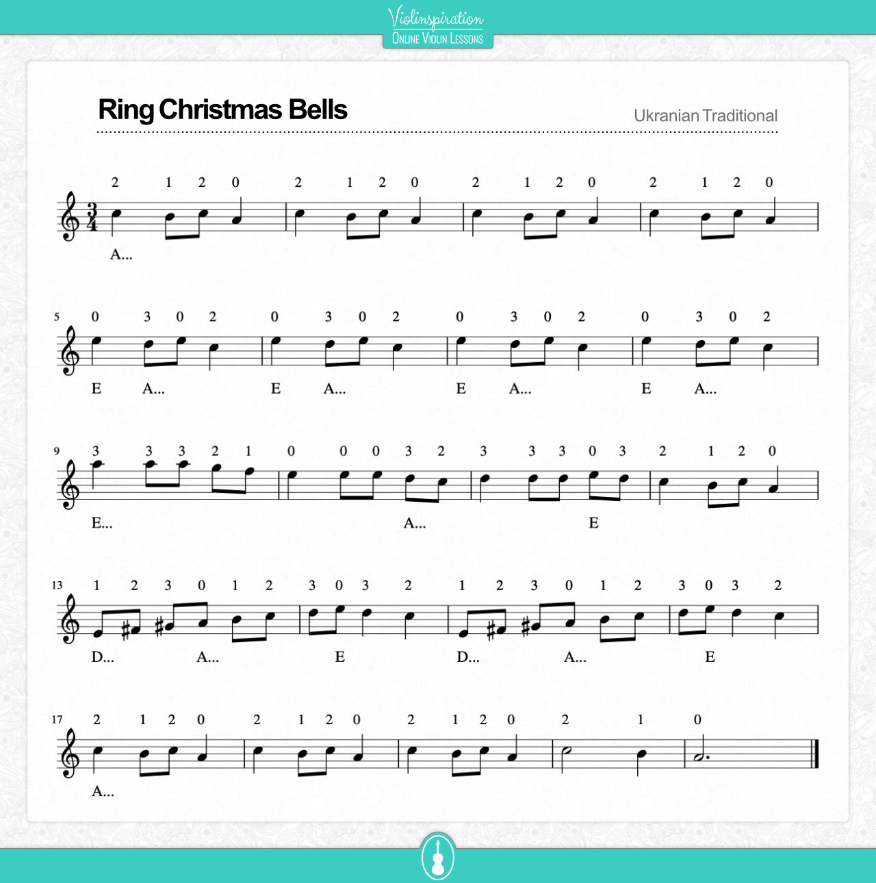 Violin Christmas Music - sheet music - Ring Christmas Bells