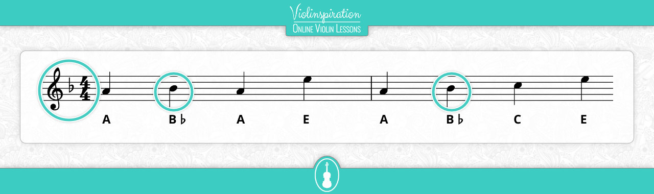 Violin Key Signatures - F Major Key Signature