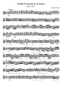 Violin Second Position - Antonio Vivaldi - Violin Concerto in A minor - sheet music download