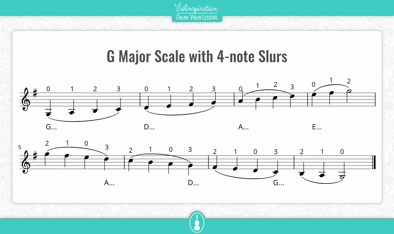 Violin Techniques - G Major Scale with 4-note Slurs