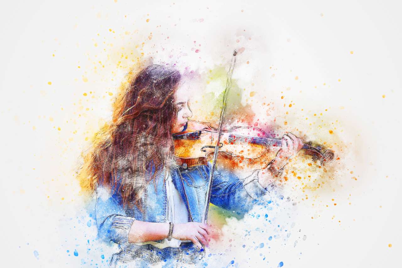 Viva la Vida Practice Guide - colorful girl playing violin Viva la Vida Practice Guide - colorful girl playing violin