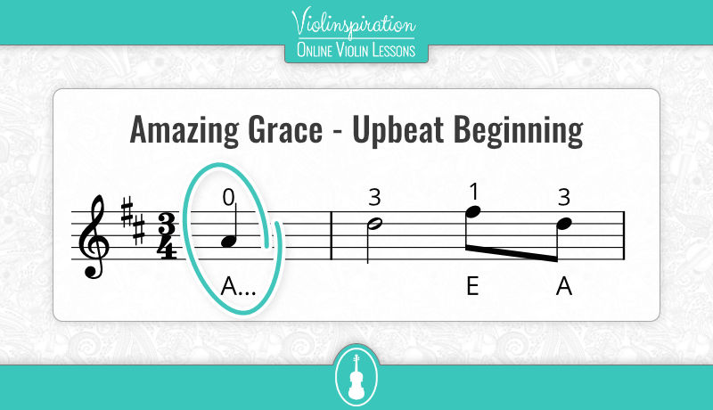amazing grace violin sheet music - Upbeat Beginning